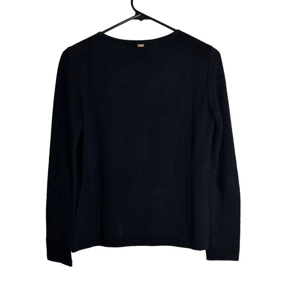 St John‎ Sport Womens Pullover Top Size P Wool Rayon Black Embellished Neckline - Picture 5 of 7
